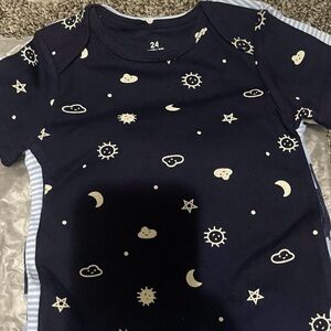 Navy Blue Baby Onesie with Celestial Print
